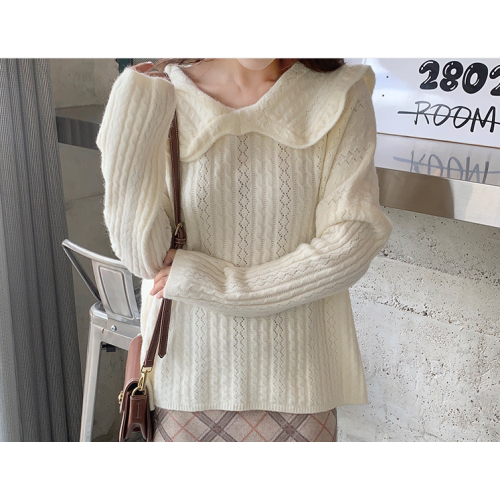 2020 new French collar loose pullover sweater